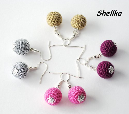 Háčkované náušnice béžovo-hnědé,,MINI BOBULKY,, — foto 3