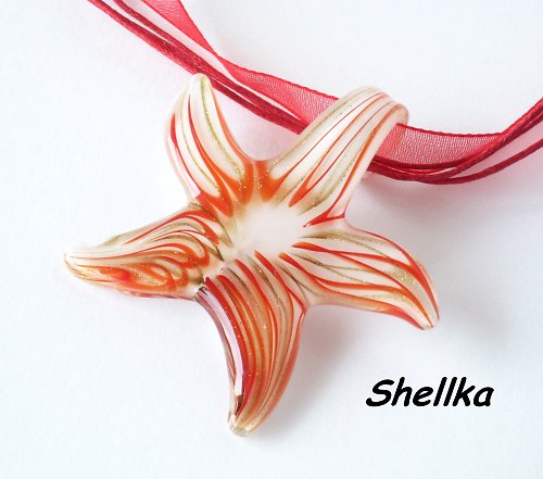 Náhrdelník,,HVĚZDICE,,červená — foto 2