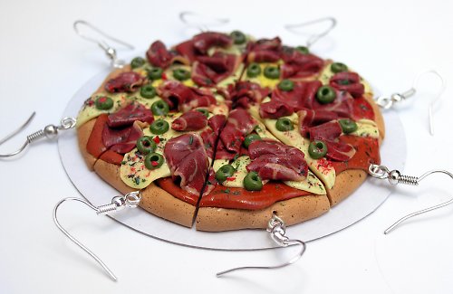 Náušnice Mini Pizza - Prosciutto — foto 2