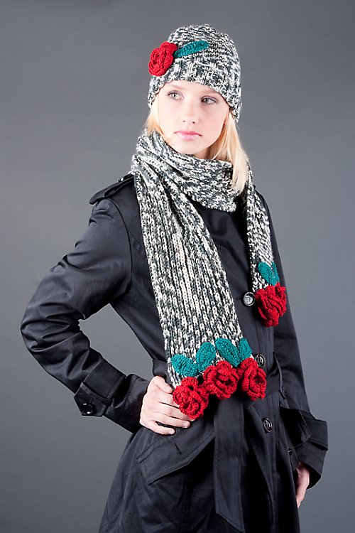 Pletená Šála Red Roses - Lednová Sleva!!! — foto 2