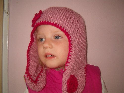 Zimní Háčkovaná Čepice Ušanka — foto 2