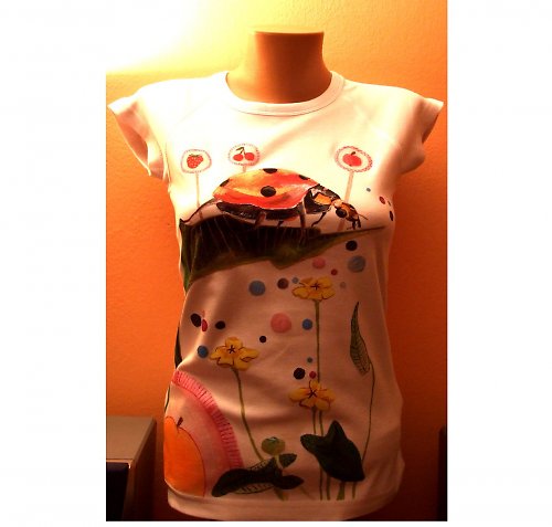 Ručne maľované tričko Happy ladybug — foto 2