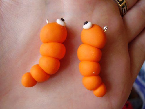 FIMO naušnice červíci — foto 2