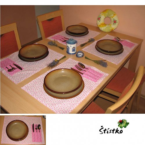 Prostírání s kapsami - bílo-růžové — foto 3
