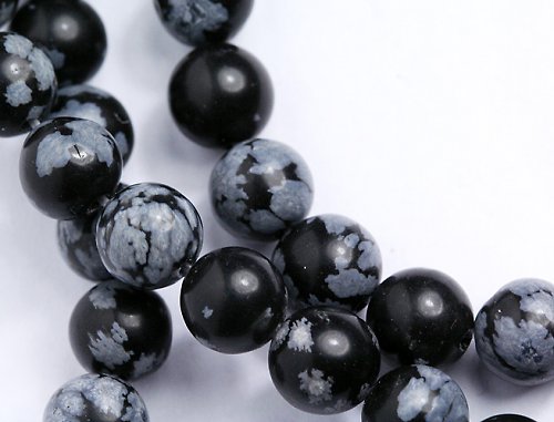Šedočerný vločkový obsidián - 5 mm, 5 ks — foto 2