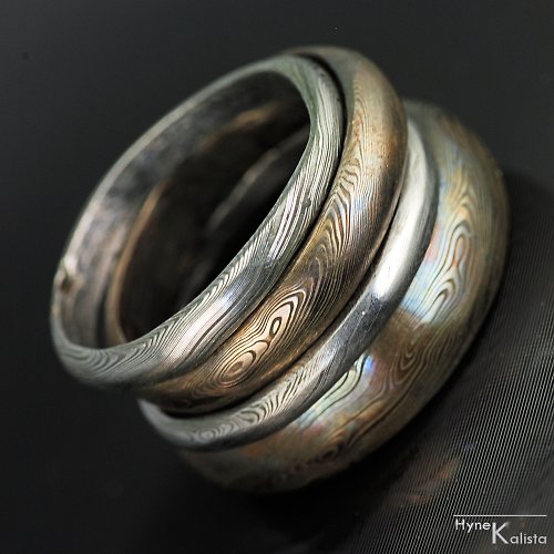 Sada snubních prstenů nerez ocel damasteel — foto 3