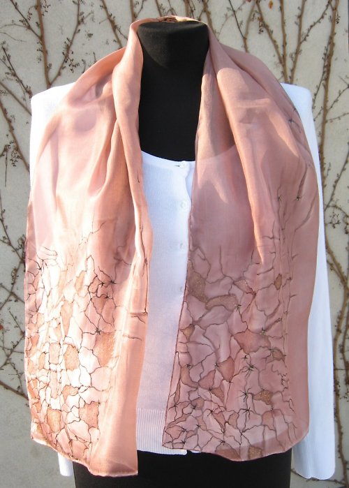 EVEMODE - hedvábný šál "Marble brown" — foto 2