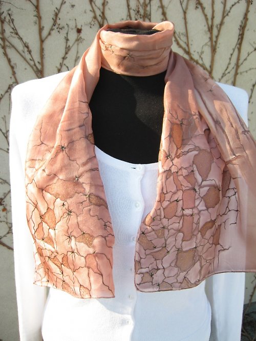 EVEMODE - hedvábný šál "Marble brown" — foto 3