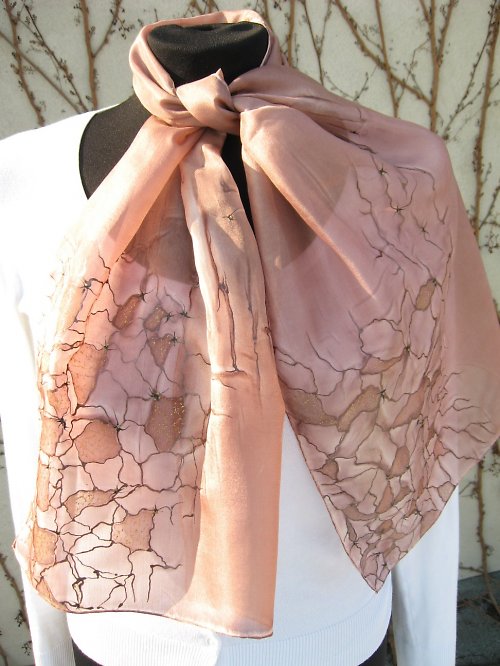 EVEMODE - hedvábný šál "Marble brown" — foto 4
