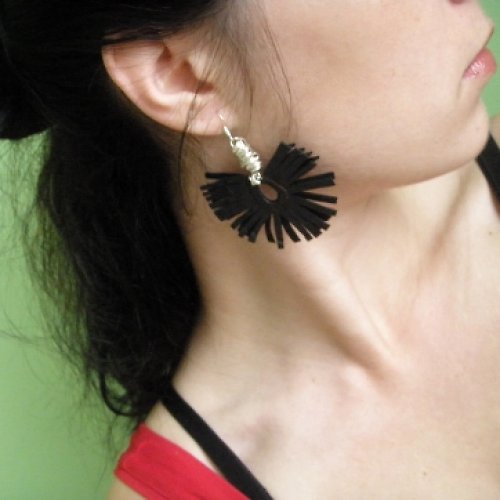 Náušnice "Tuft"- černé — foto 2