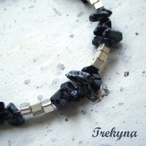 Obsidián s obláčky - náramek — foto 2
