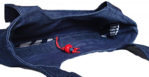 Kabelka s aplikací FOLKLOR FLOWER - jeans — foto 3