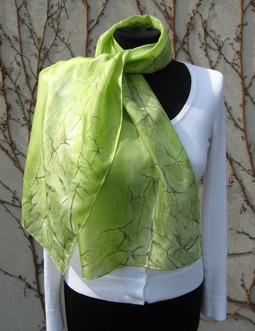 EVEMODE - hedvábný šál "Marble green" — foto 3