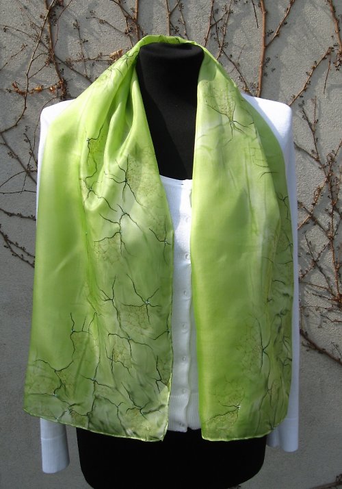 EVEMODE - hedvábný šál "Marble green" — foto 4