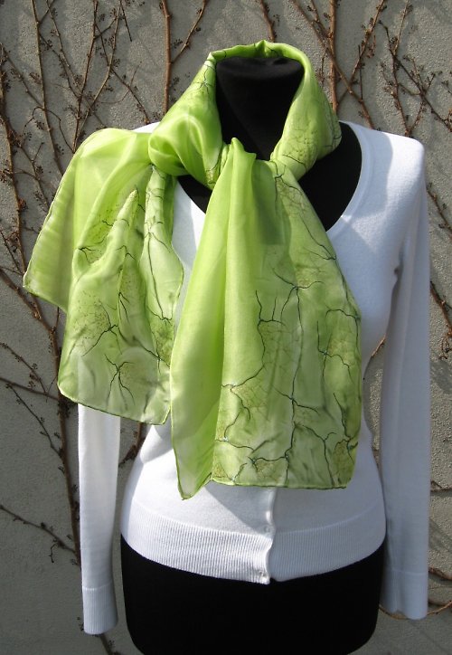 EVEMODE - hedvábný šál "Marble green" — foto 5