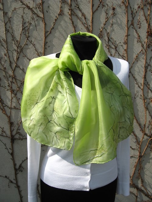 EVEMODE - hedvábný šál "Marble green" — foto 6