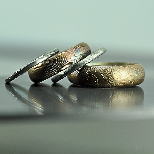 Sada snubních prstenů nerez ocel damasteel — foto 5