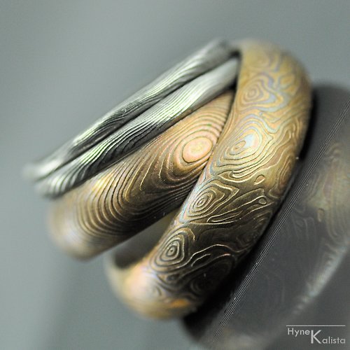 Sada snubních prstenů nerez ocel damasteel — foto 6