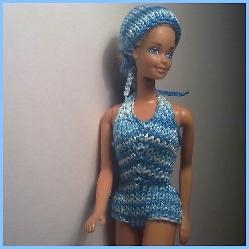 Modrobílé melírované plavky pro Barbie 50% SLEVA — foto 3