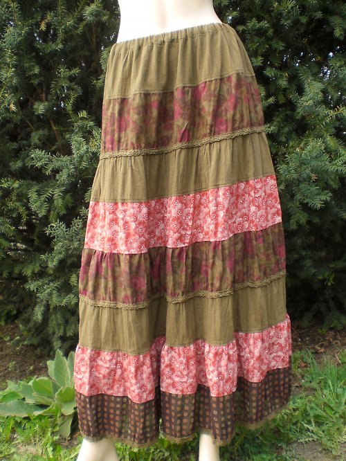 Khaki volánová sukně — foto 2