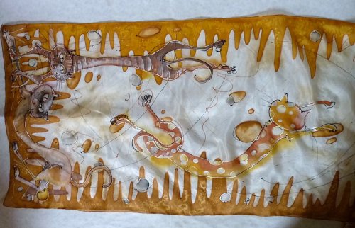 Hedvábný šál "KOČKY", 40x 150 cm — foto 5