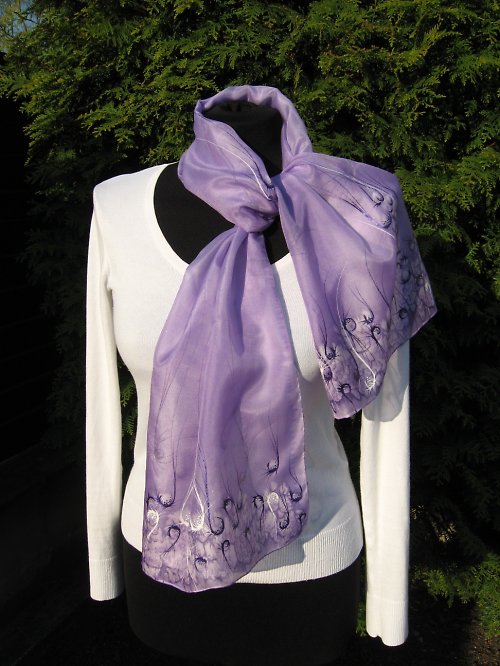 EVEMODE - hedvábný šál "Viola design" — foto 6