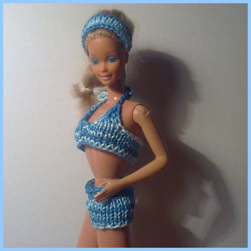 Modrobílé melírované plavky pro Barbie II. — foto 2