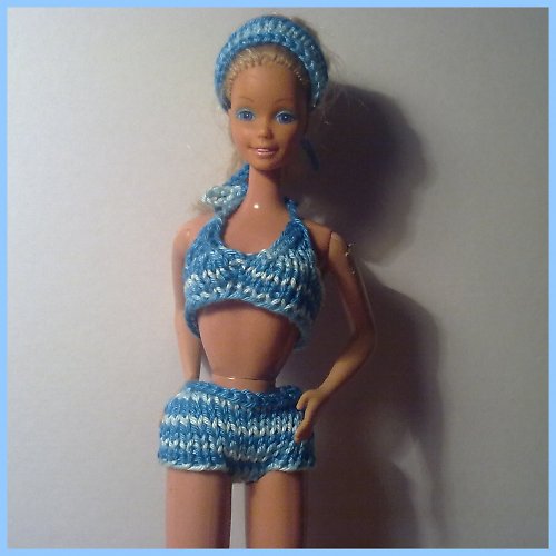 Modrobílé melírované plavky pro Barbie II. — foto 4