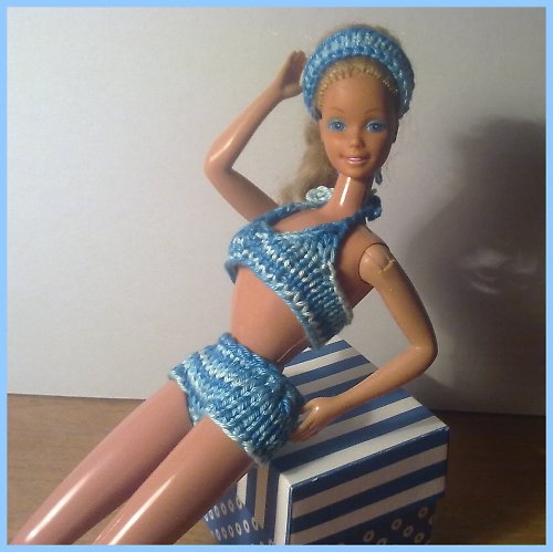 Modrobílé melírované plavky pro Barbie II. — foto 6