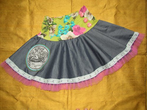 Mini sukně jeans-retro jablka — foto 2