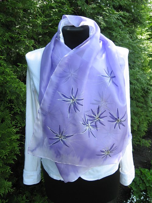 EVEMODE - hedvábný šál "Viola flower" — foto 4