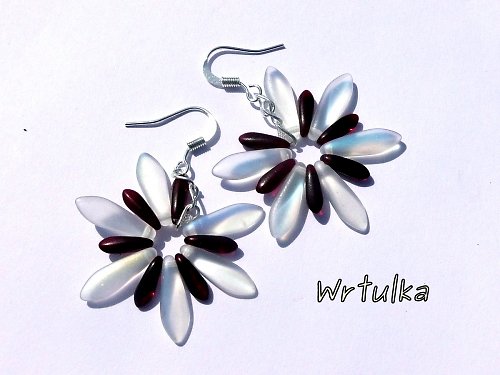 Naušnice " Red-white small marguaritas " — foto 2