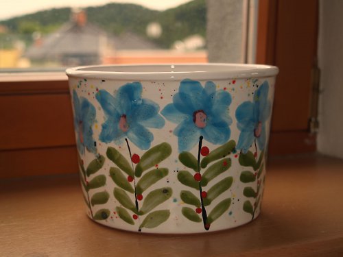 Obal na květináč - modré kvítí — foto 2
