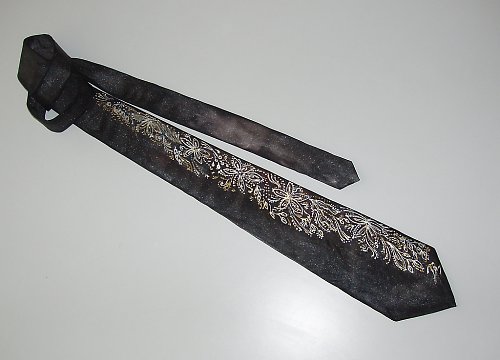 Hedvábná kravata - antracit — foto 2