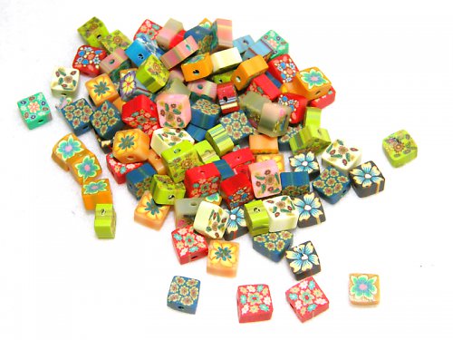 Fimo korálky čtverečky - 10 kusů — foto 2