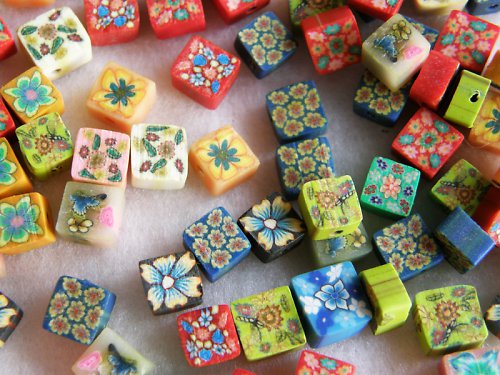 Fimo korálky čtverečky - 10 kusů — foto 4