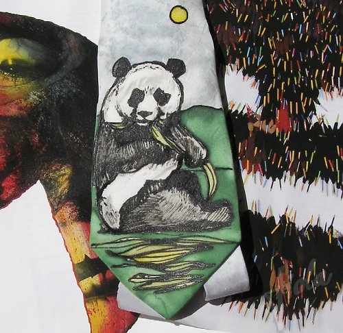 Kravata hedvábí - panda — foto 3