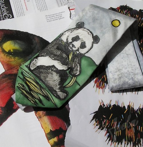 Kravata hedvábí - panda — foto 4
