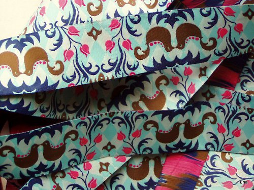 Stuha Light Aqua Birdie Damask — foto 4