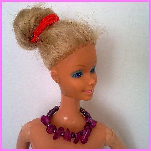 Fialkový náhrdelník / čelenka pro Barbie — foto 3