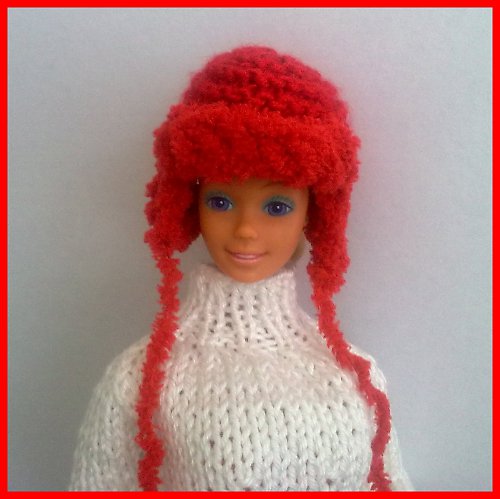 Červená beranice a šála pro Barbie — foto 2