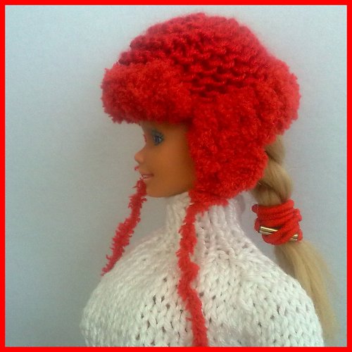 Červená beranice a šála pro Barbie — foto 4