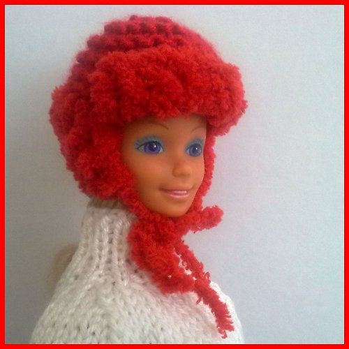 Červená beranice a šála pro Barbie — foto 5