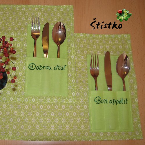 Prostírání s kapsami - zelené paraplíčko — foto 4