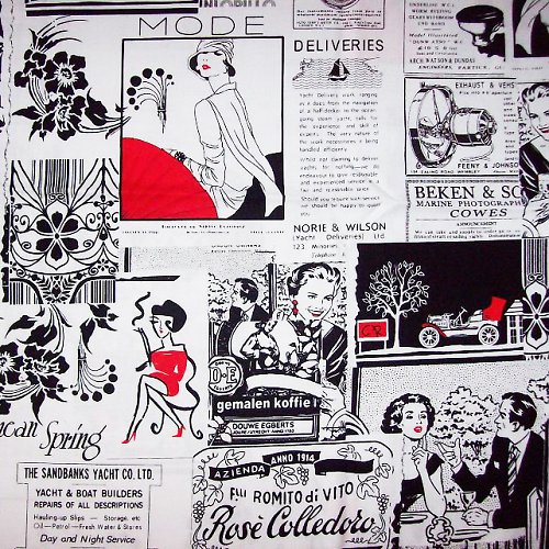 Látka - Vintage Patchwork Newspaper — foto 2