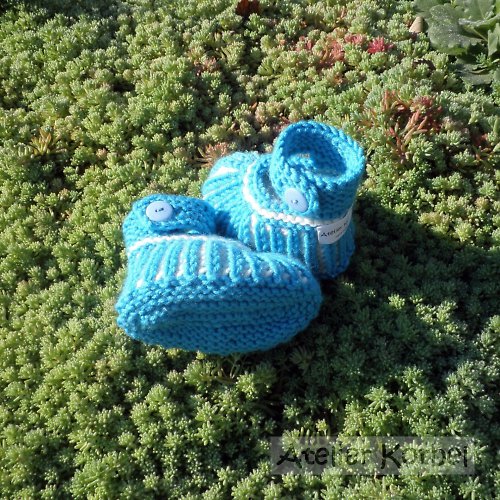 Tyrkysovobílé capáčky, merino, velikost 9 cm — foto 6