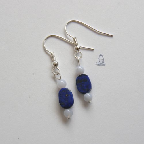 Naušnice - lapis lazuli + chalcedon — foto 2