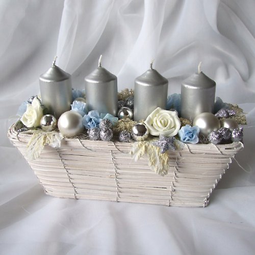 Adventní svícen modro-stříbrný — foto 2