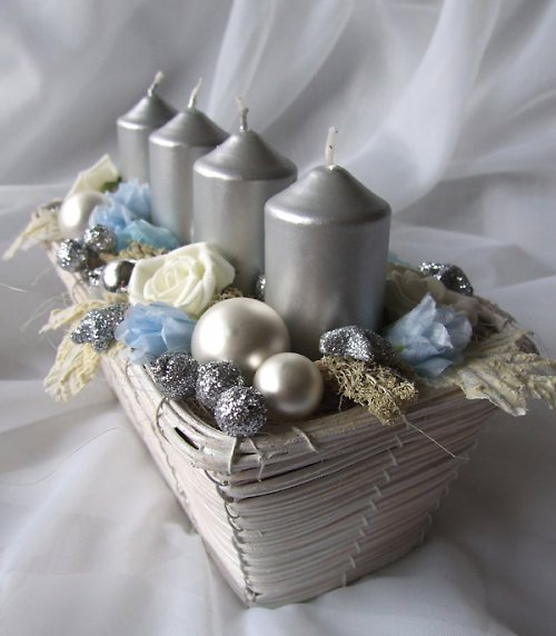 Adventní svícen modro-stříbrný — foto 4