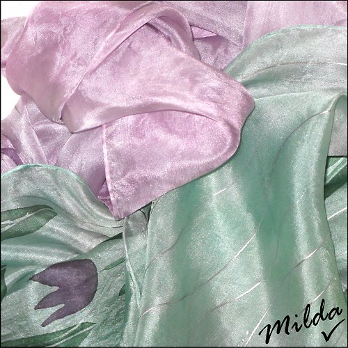 Fialové tulipány - šála — foto 2
